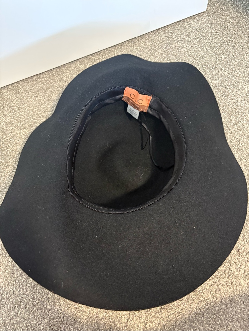 C.C Wide Brim Wool Black Floppy Hat - Picture 5 of 9